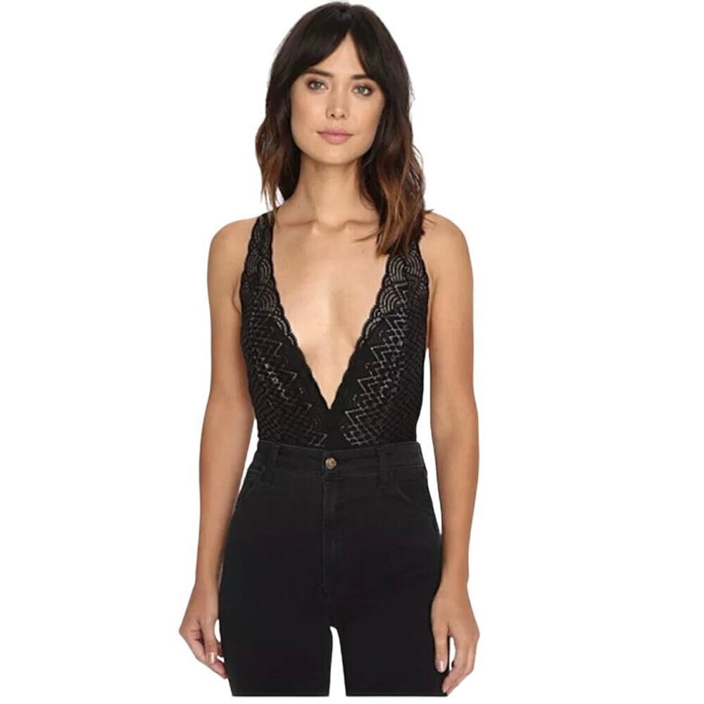 Free People Black Sinking Ships Bodysuit Women's Size Xs